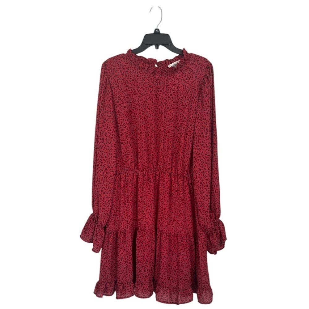 Red Ruffled Tiered Sundress with Bishop Sleeves